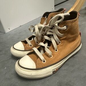 Converse Light Brown All Stars High-Top Canvas Sneakers Gingerbread Detail